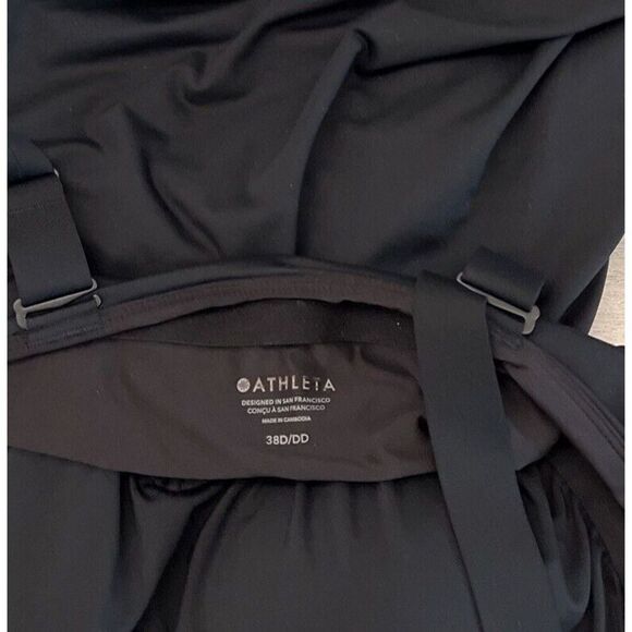 Athleta Square Neck V 1-Piece Swimsuit Underwire Bra Sz 38 D/DD Black XLarge - Picture 14 of 14